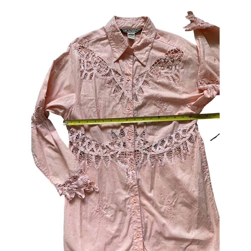 Vintage Lace Soft Pink Button Down Dress Womens Size Small Western Cottage boho - Picture 5 of 10